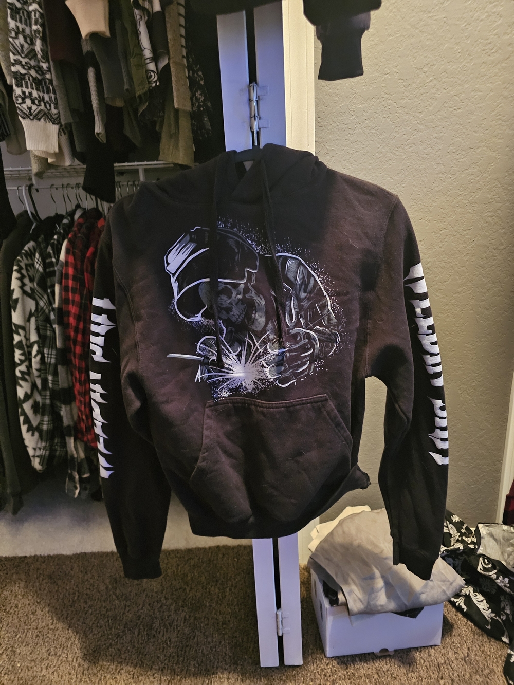 Black Graphic Welding Hoodie - Women's Pullover Hoodie